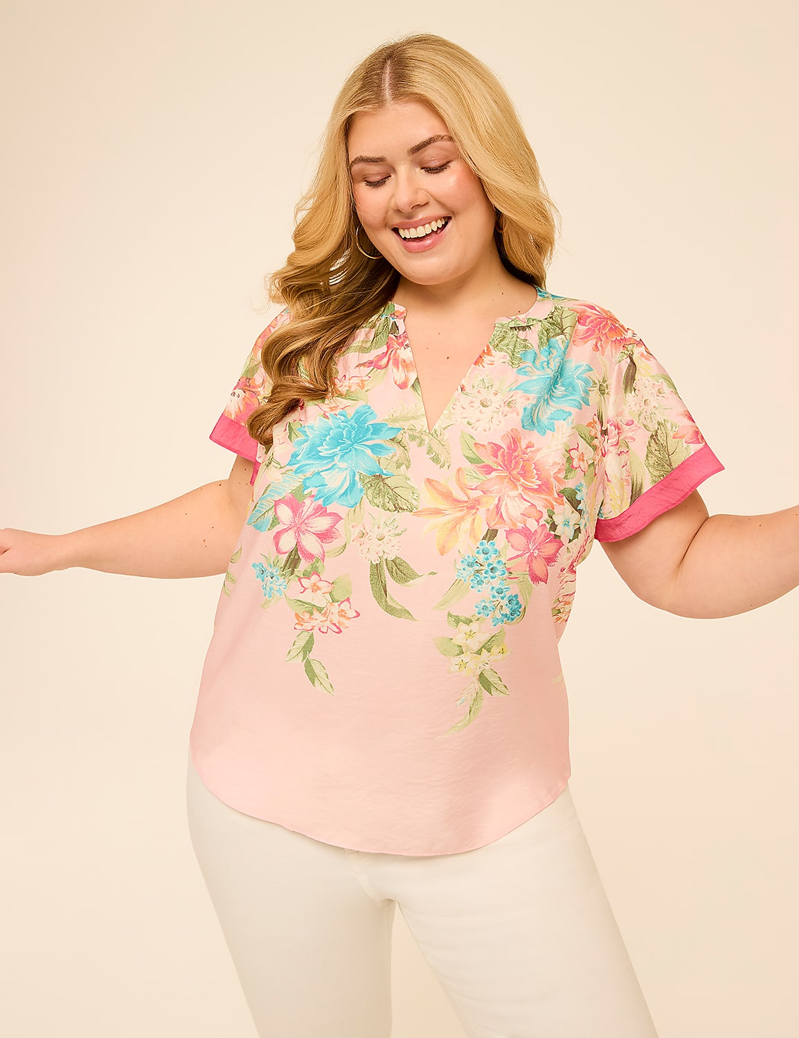 Flutter-Sleeve Split-Neck Popover Top Product Image 1