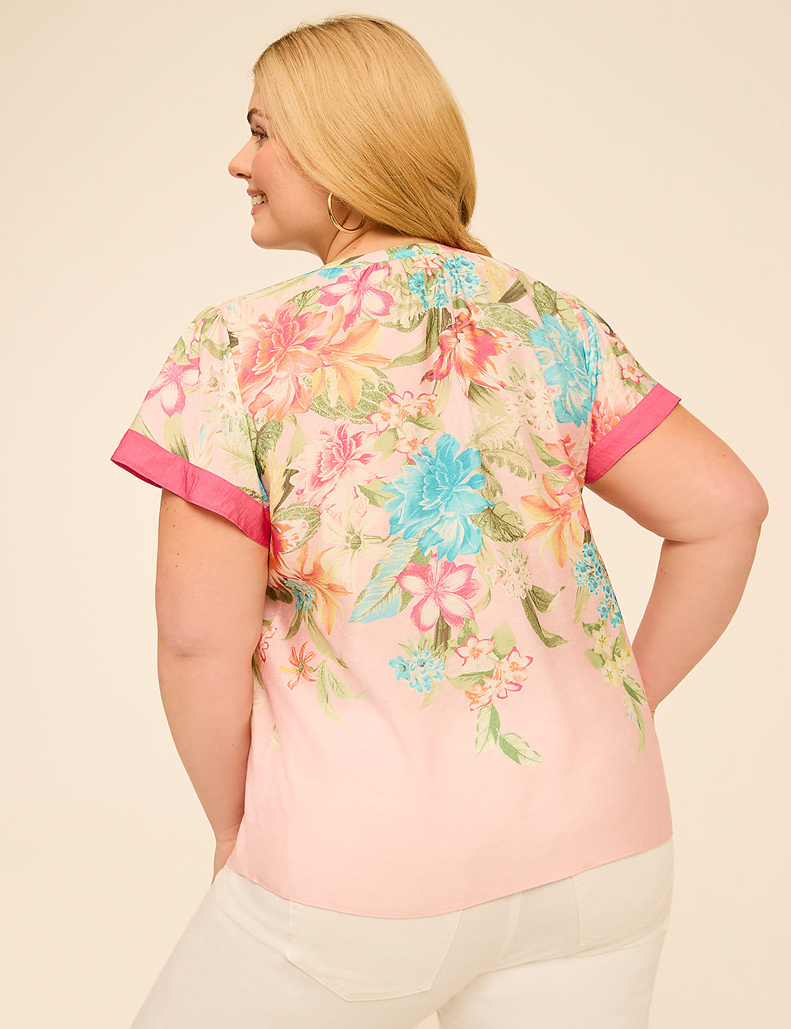 Flutter-Sleeve Split-Neck Popover Top Product Image 2