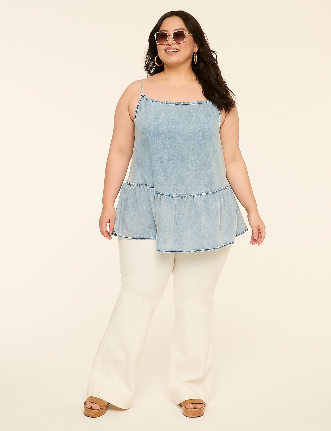 Denim Peplum Tank Product Image 3