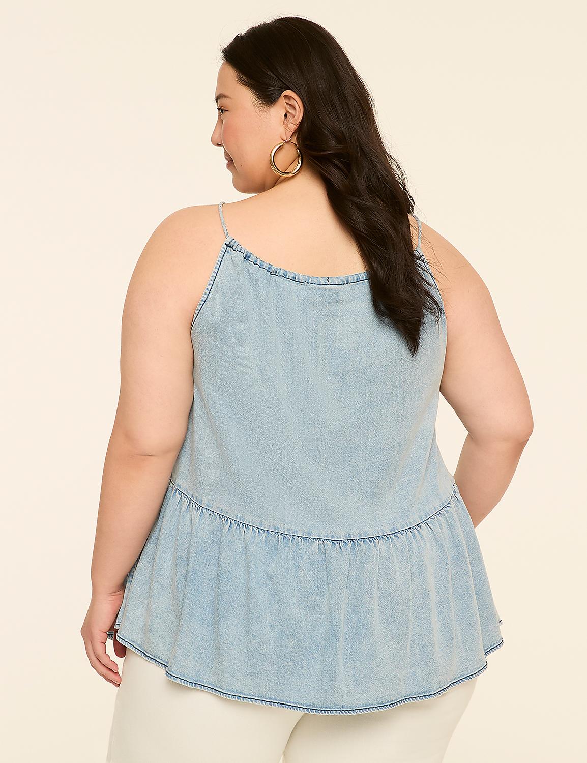 Denim Peplum Tank Product Image 2