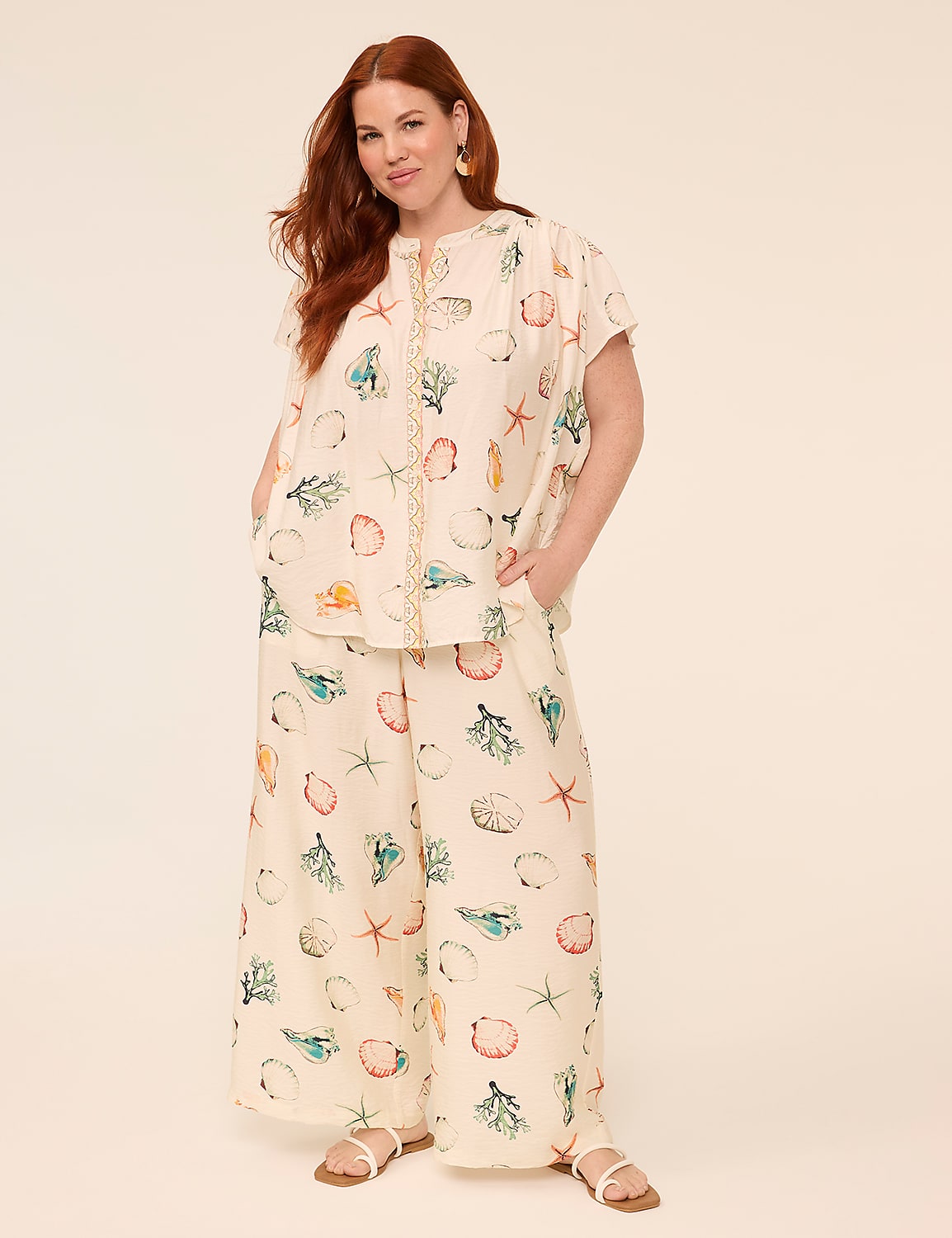 Flutter-Sleeve Button-Front Popover Blouse Product Image 3