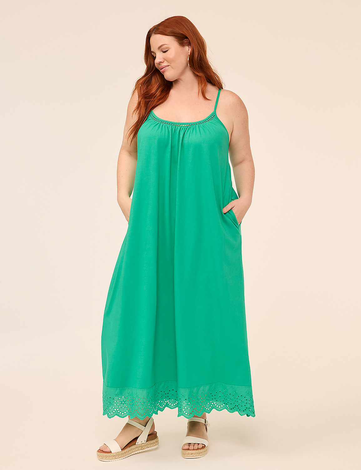 Eyelet-Hem Maxi Dress Product Image 1