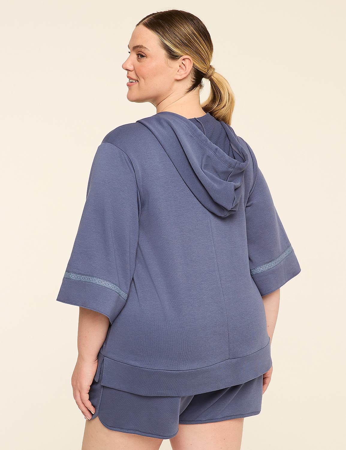 LIVI French Terry Crochet-Trim Hoodie Product Image 2