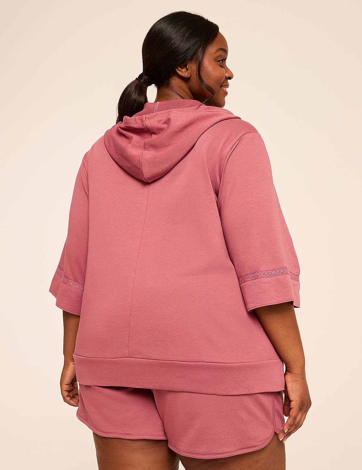 LIVI French Terry Crochet-Trim Hoodie Product Image 2