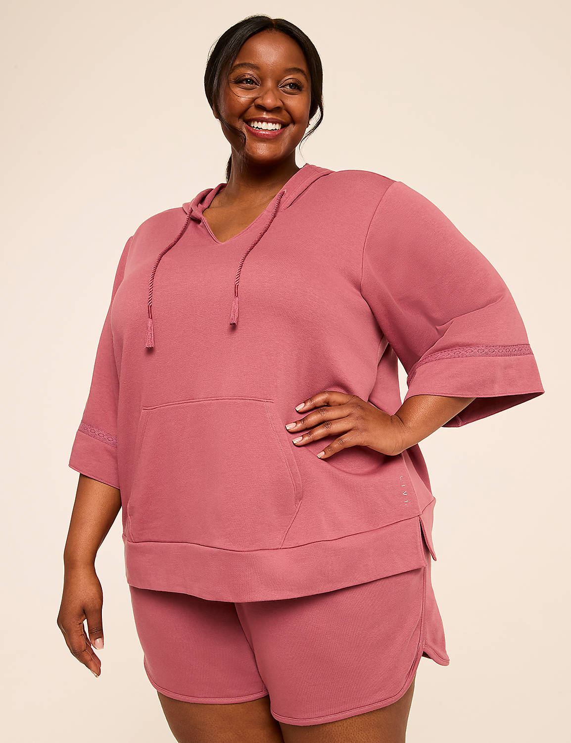 LIVI French Terry Crochet-Trim Hoodie Product Image 1