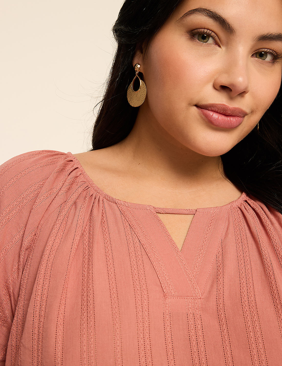 Puff-Sleeve Keyhole Top Product Image 4