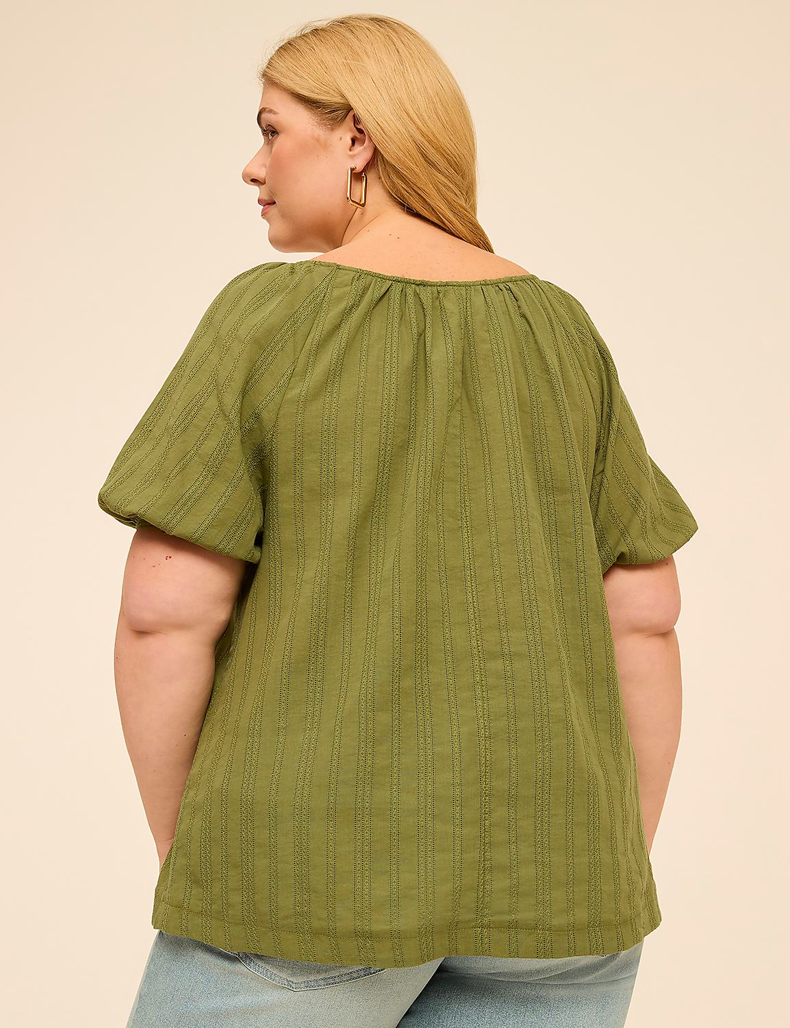 Puff-Sleeve Keyhole Top Product Image 2