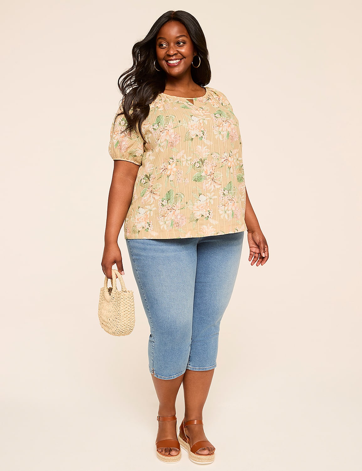 Puff-Sleeve Keyhole Top Product Image 3