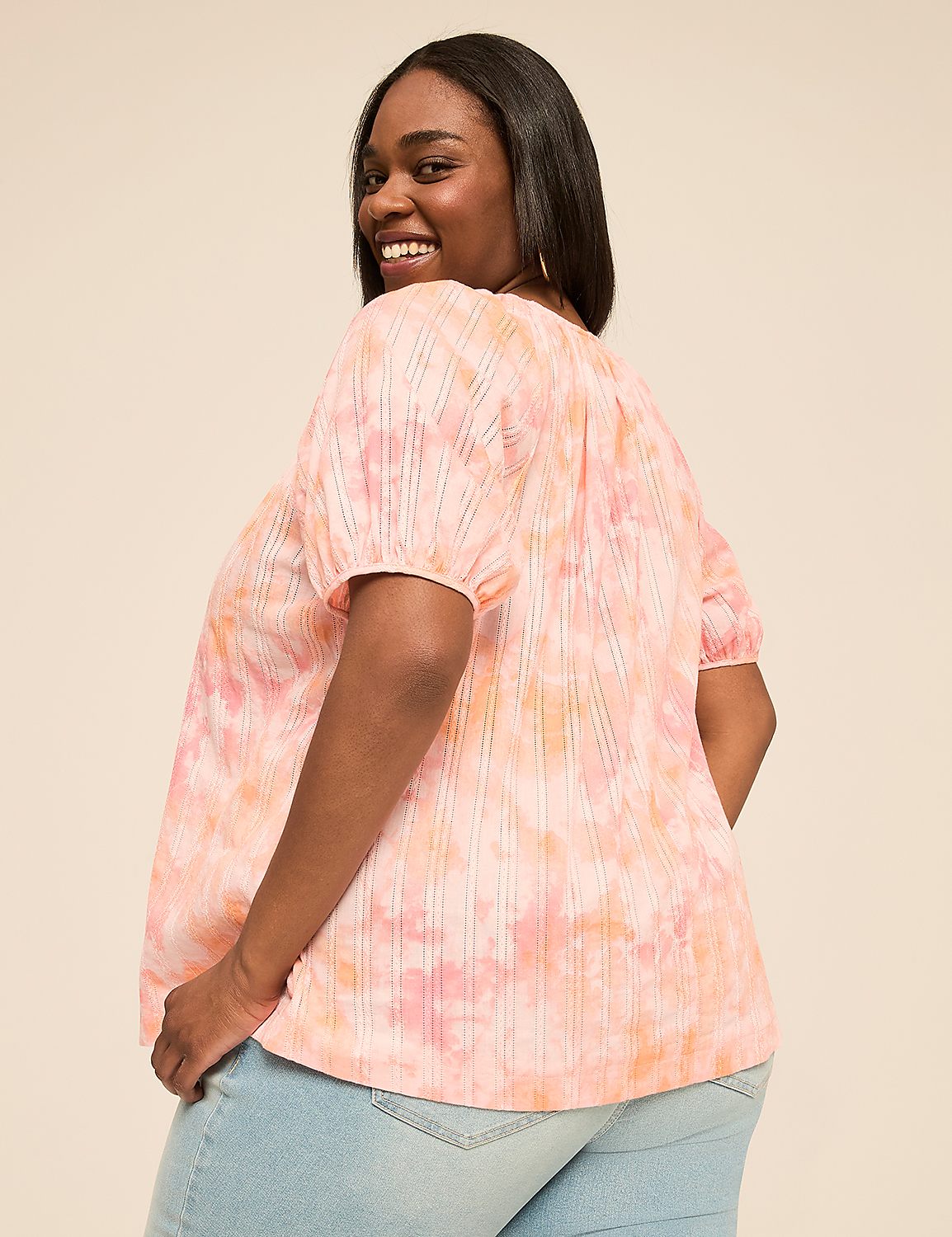 Puff-Sleeve Keyhole Top Product Image 2