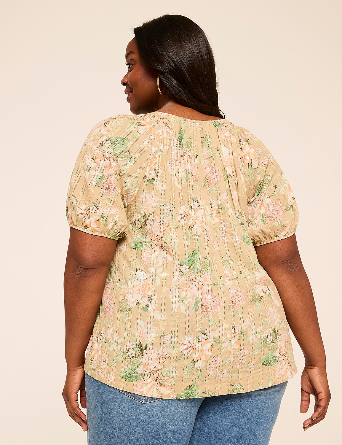 Puff-Sleeve Keyhole Top Product Image 2