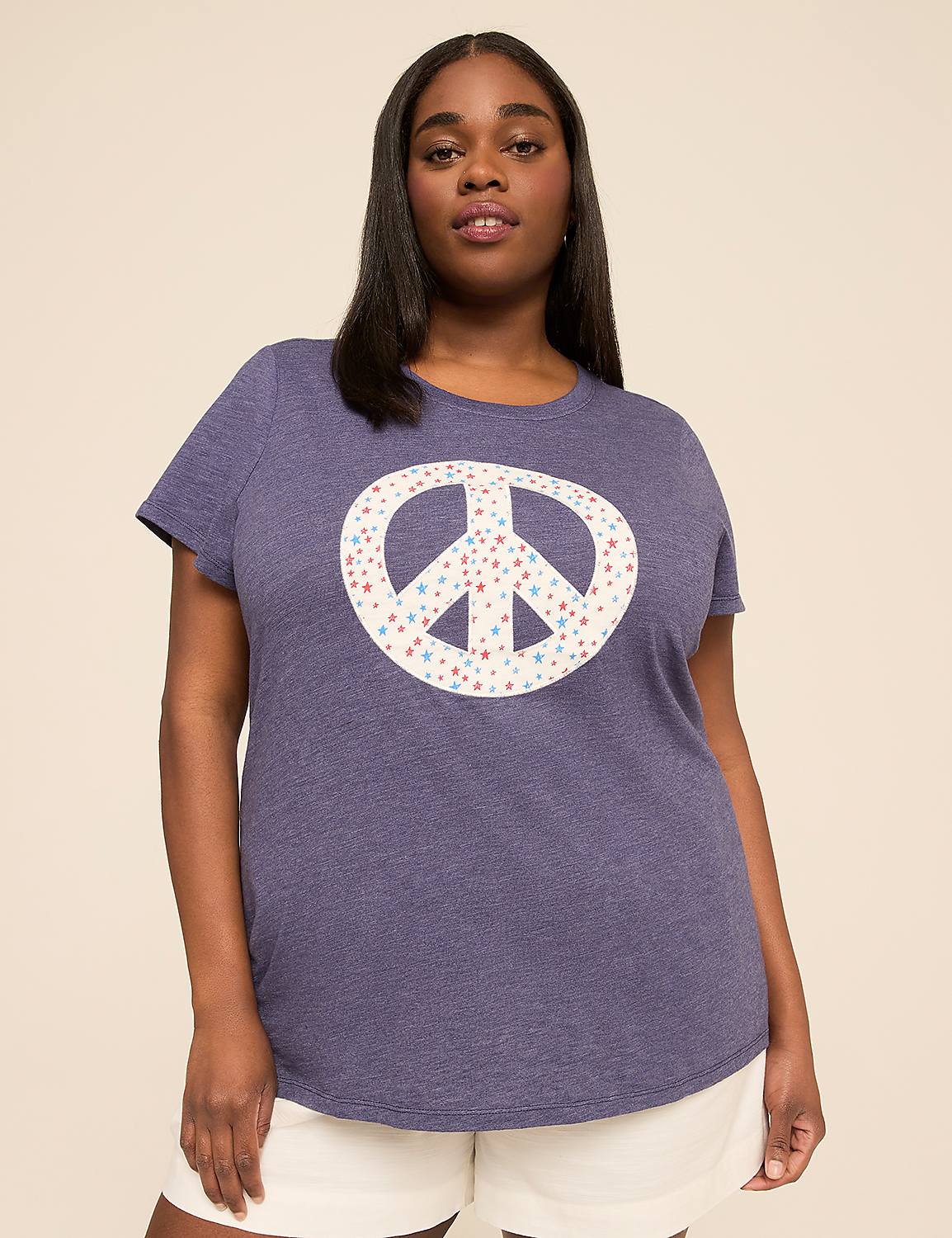 Applique Peace Sign Graphic Tee Product Image 1
