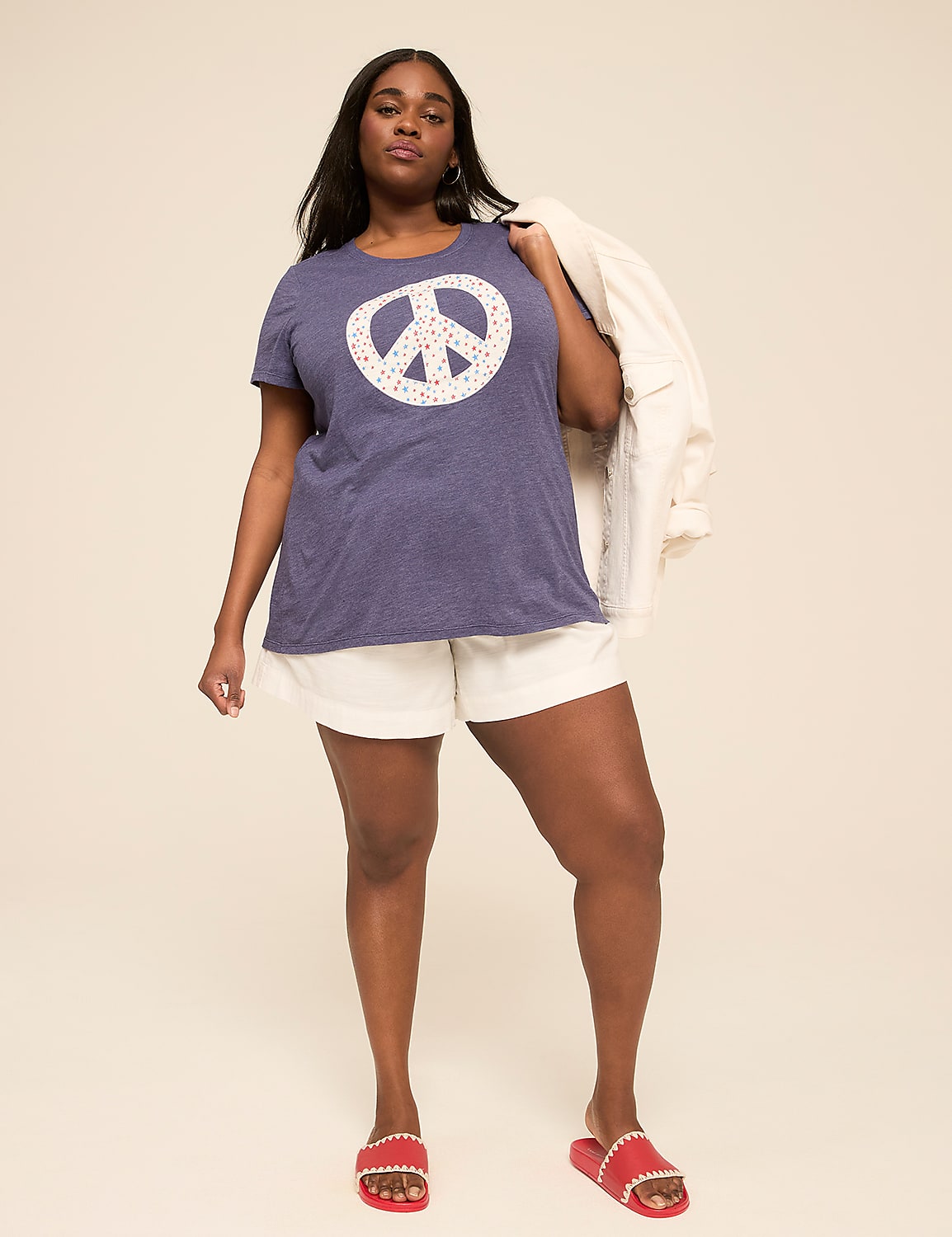 Applique Peace Sign Graphic Tee Product Image 3