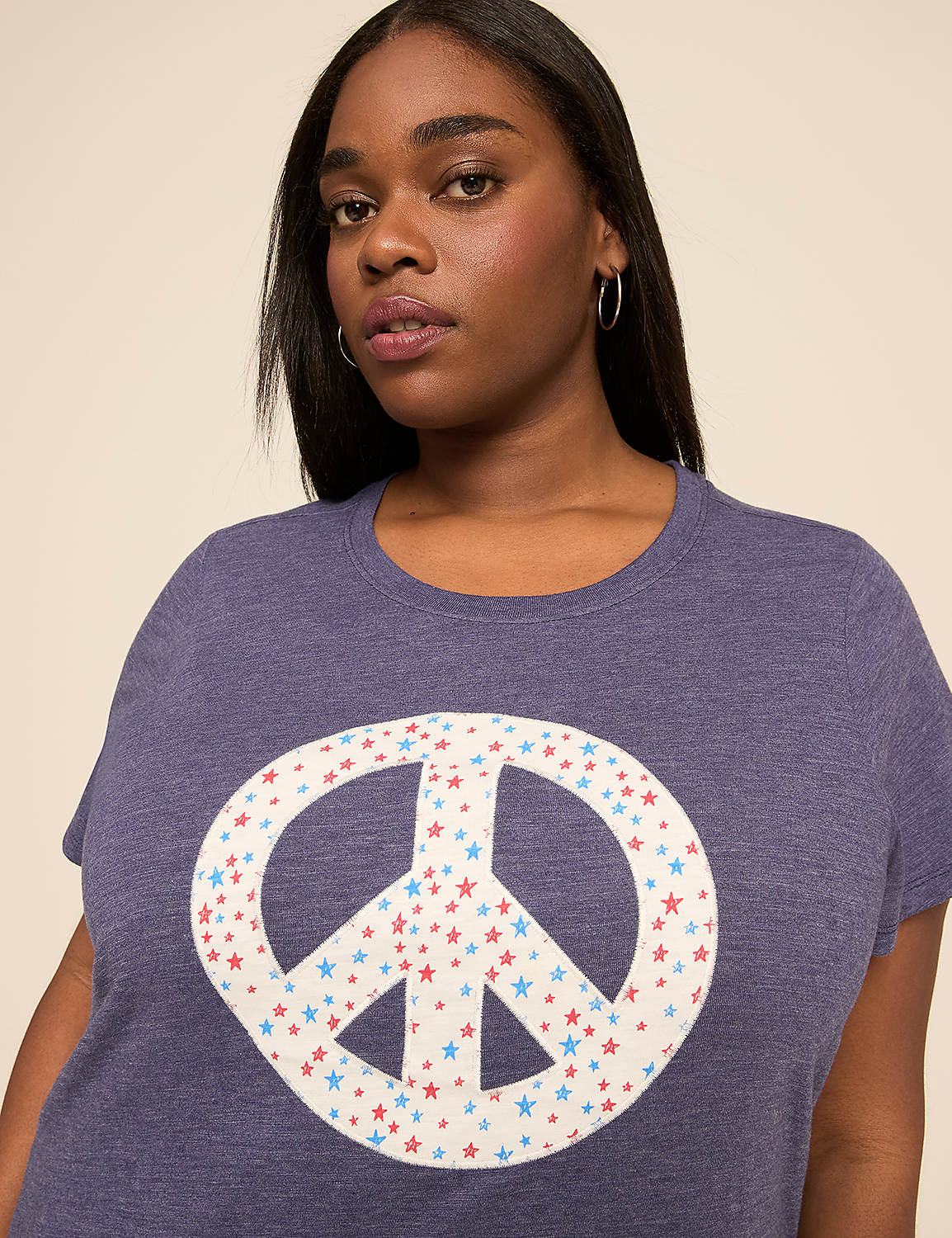 Applique Peace Sign Graphic Tee Product Image 4
