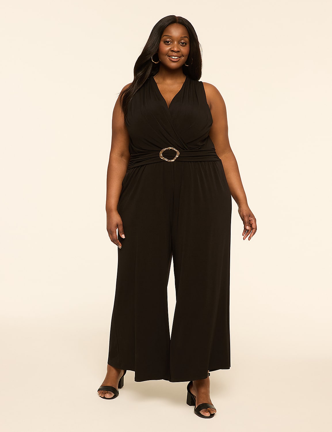 Sleeveless Faux-Wrap Jersey Jumpsuit Product Image 1