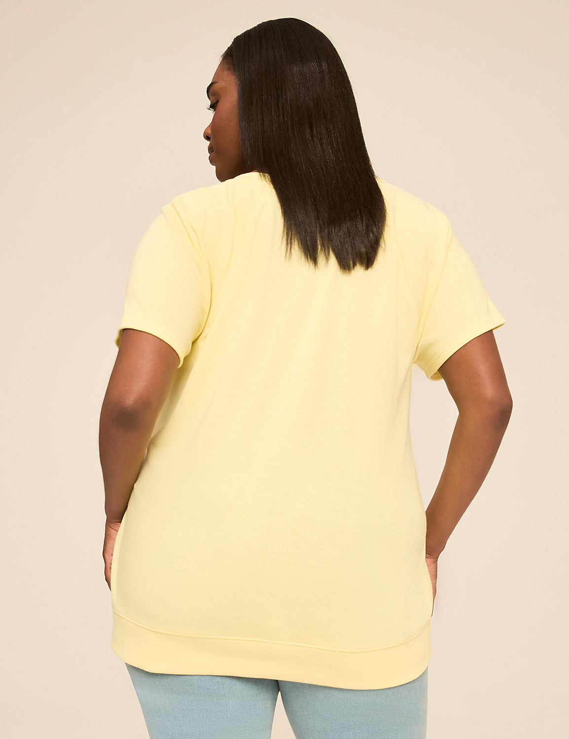 Short-Sleeve Notch-Neck Sweatshirt Product Image 2