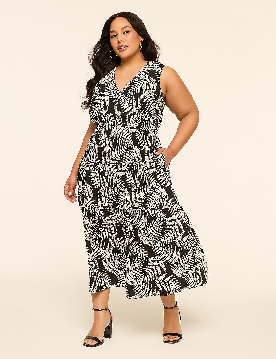 Sleeveless V-Neck Midi Dress Product Image 1