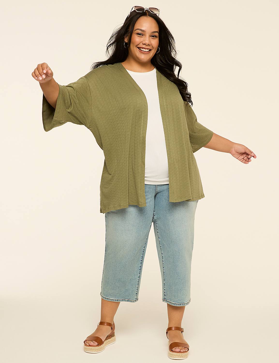 Elbow-Sleeve Open-Front Overpiece Product Image 3