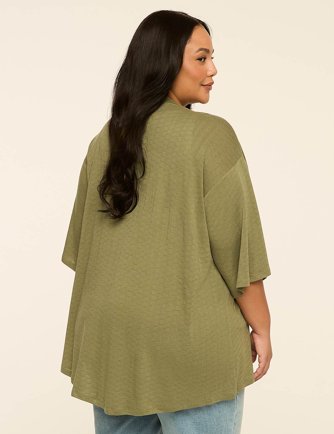Elbow-Sleeve Open-Front Overpiece Product Image 2