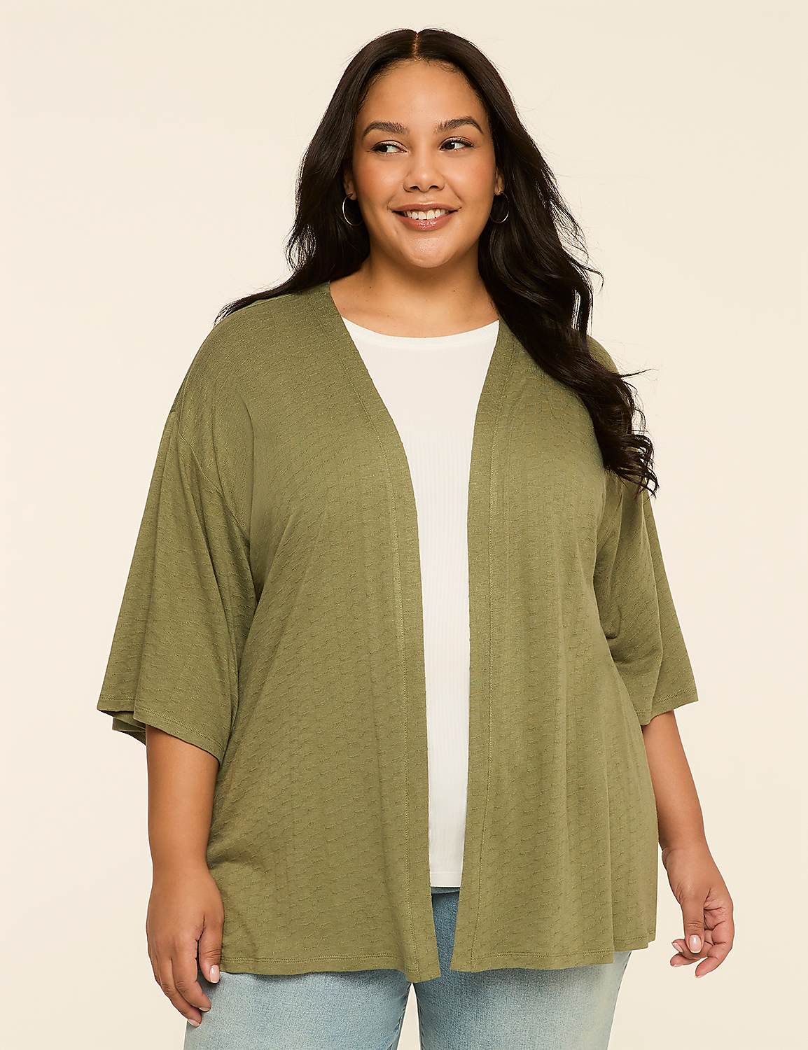 Elbow-Sleeve Open-Front Overpiece Product Image 1