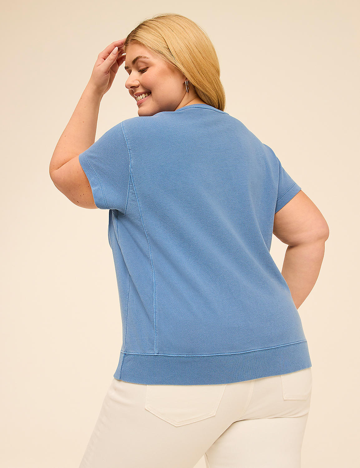 Short-Sleeve French Terry Sweatshirt Product Image 2