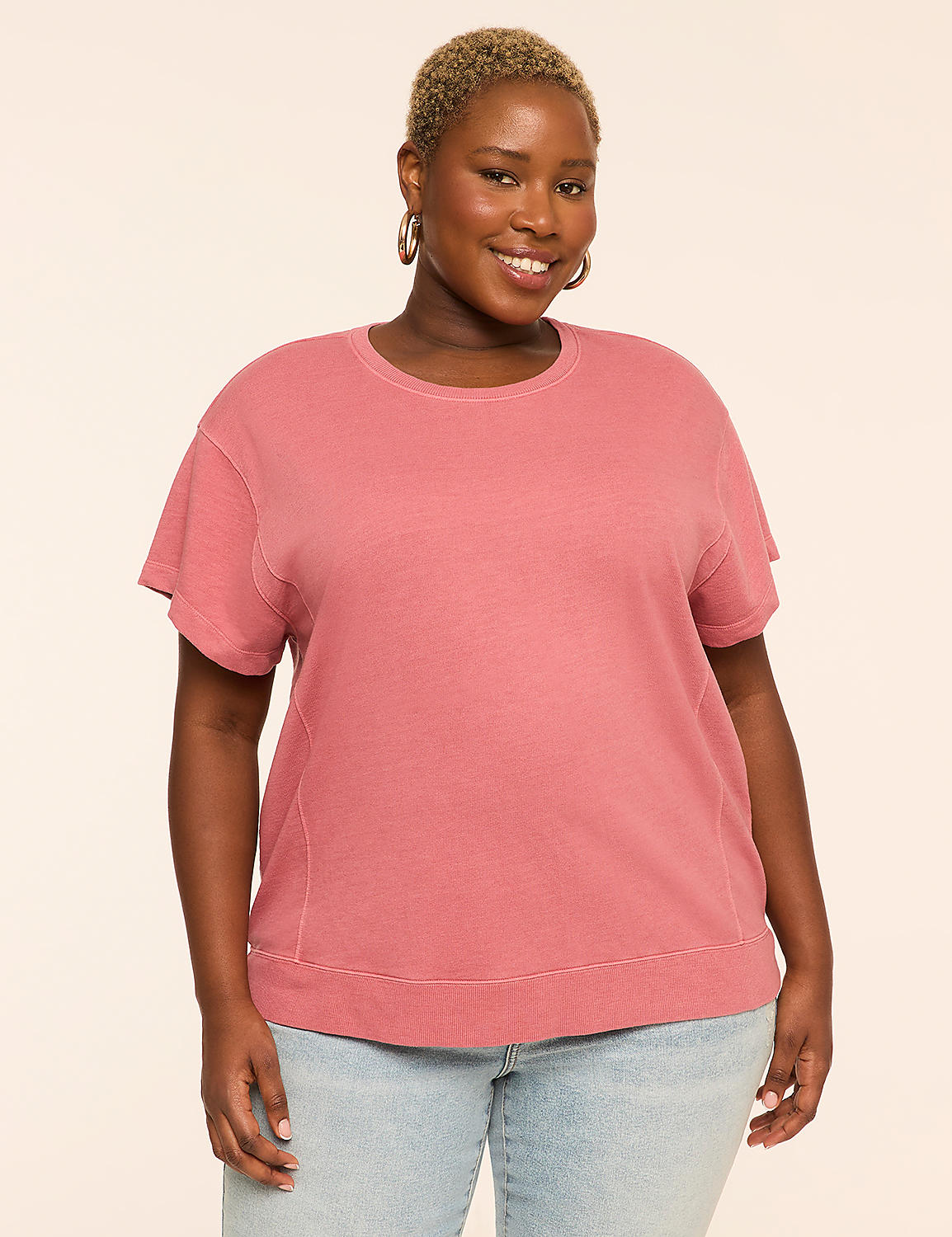 ☆新品☆salsation Oversize French Terry Sサイズ Short-Sleeve French Terry Sweatshirt | LaneBryant