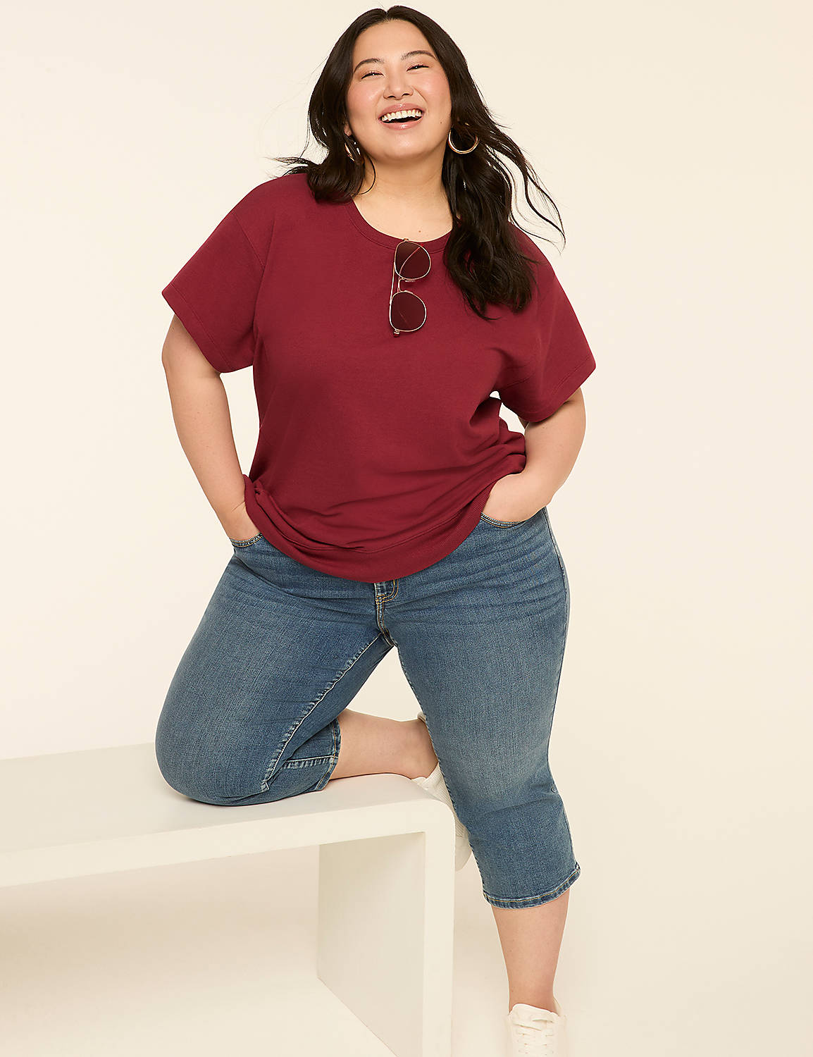 Short-Sleeve French Terry Sweatshirt Product Image 3