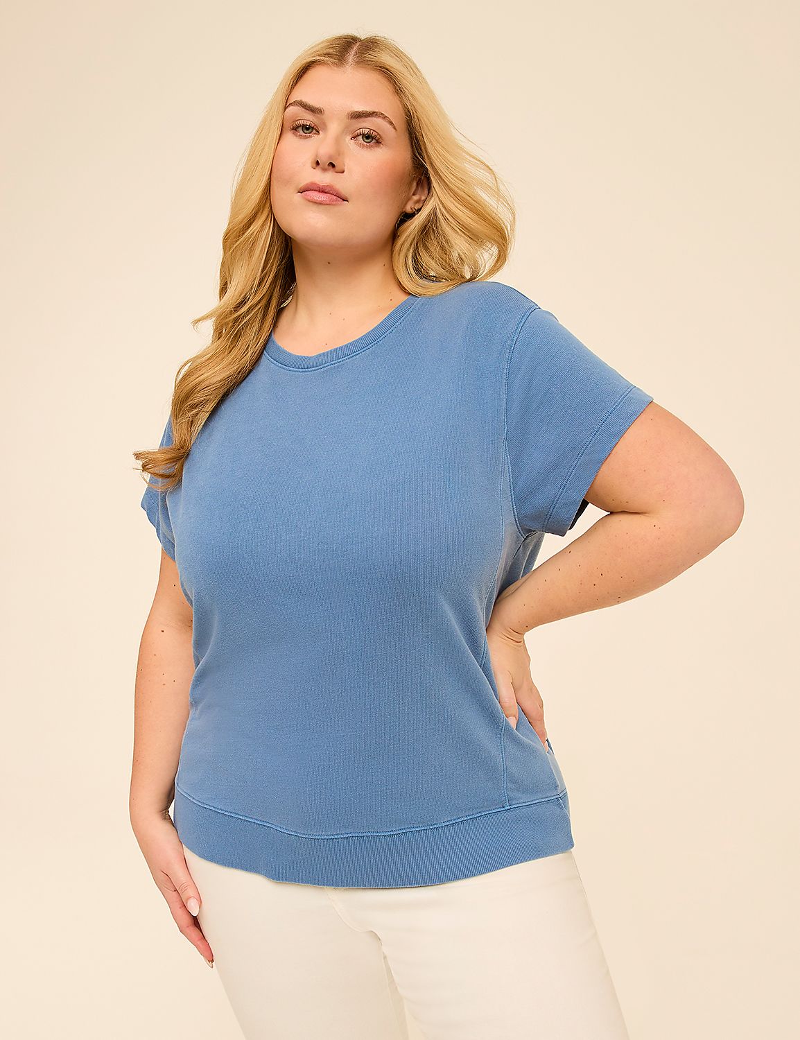 Short-Sleeve French Terry Sweatshirt | LaneBryant
