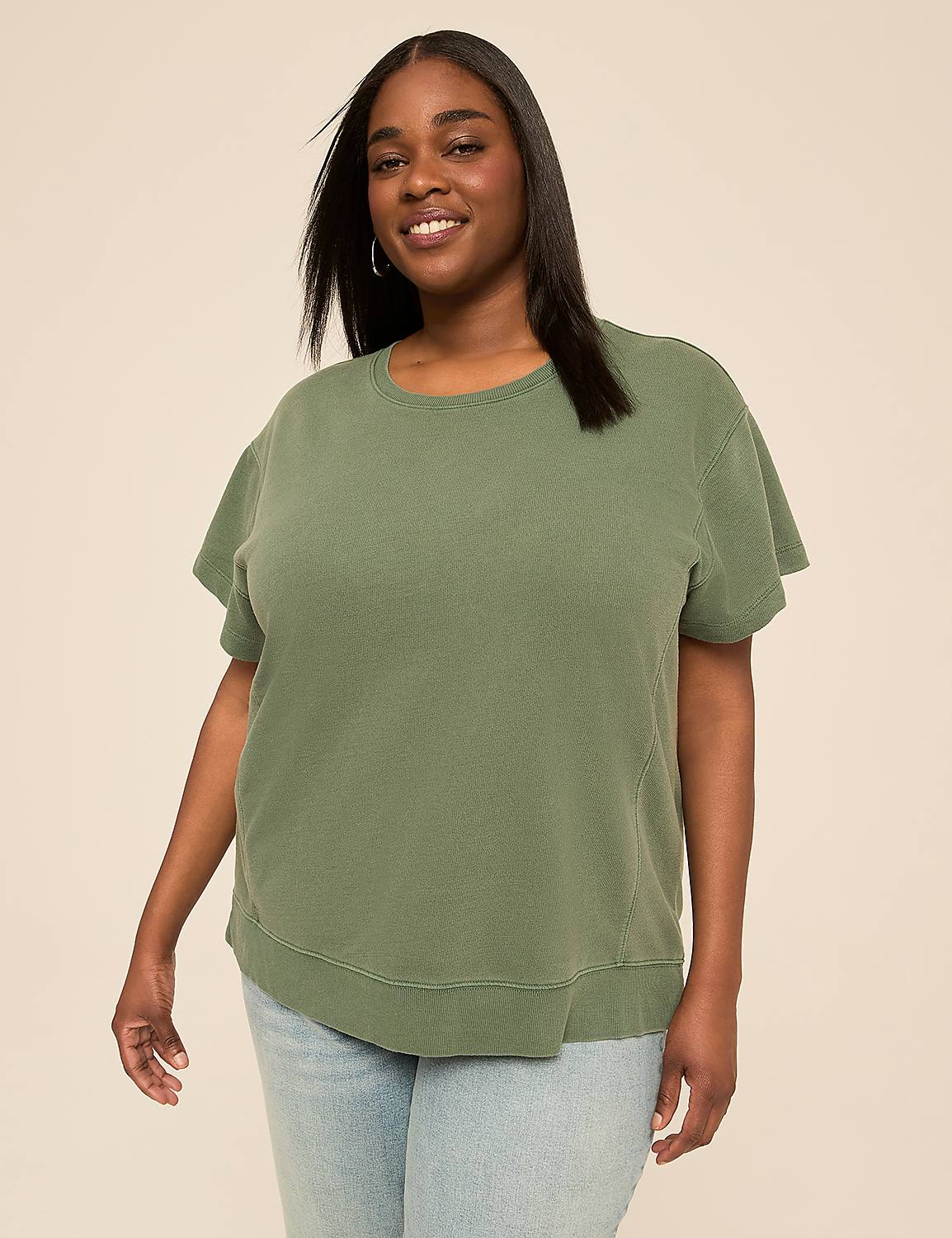 Short-Sleeve French Terry Sweatshirt | LaneBryant
