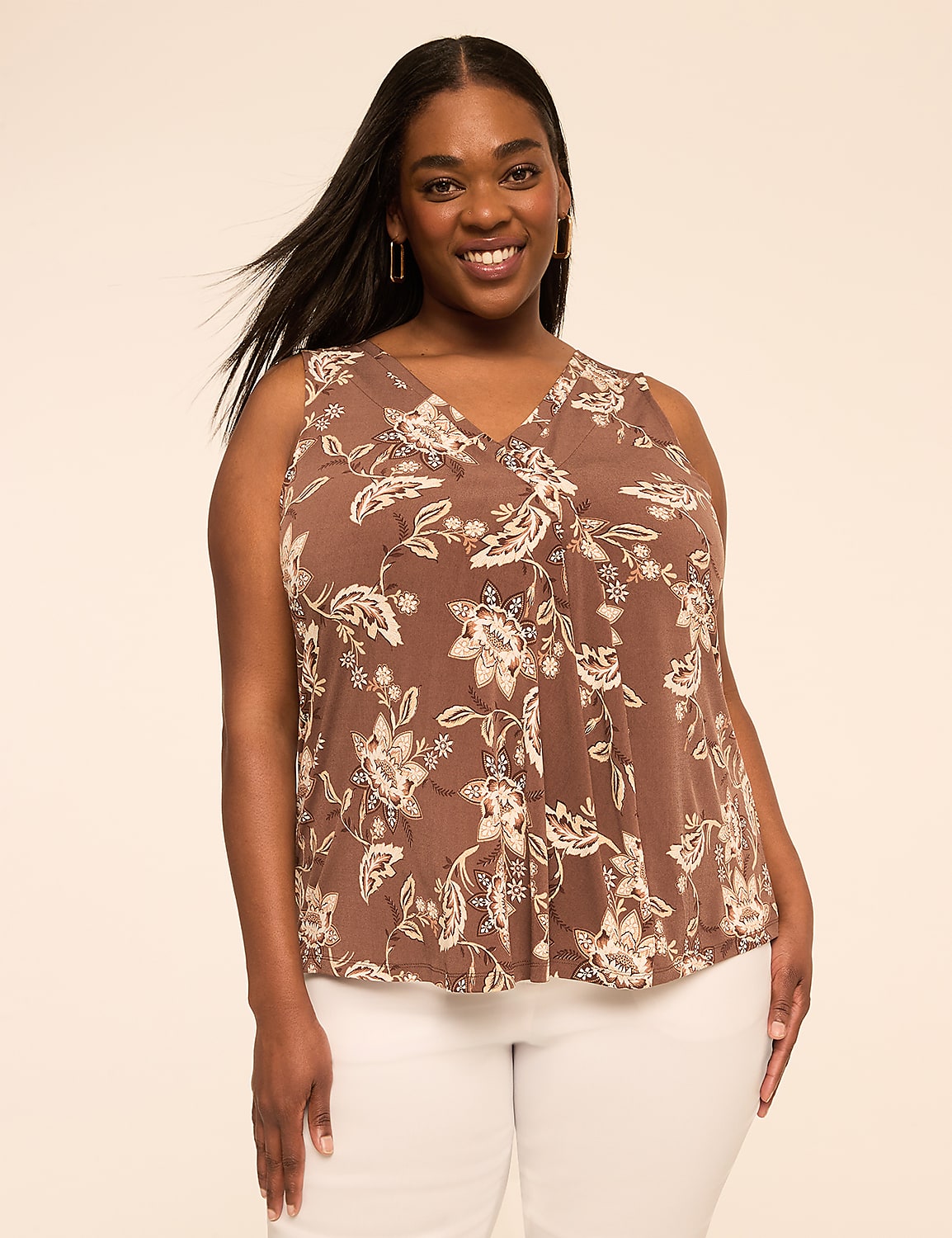 Swing Sleeveless Pleat-Front Top Product Image 1