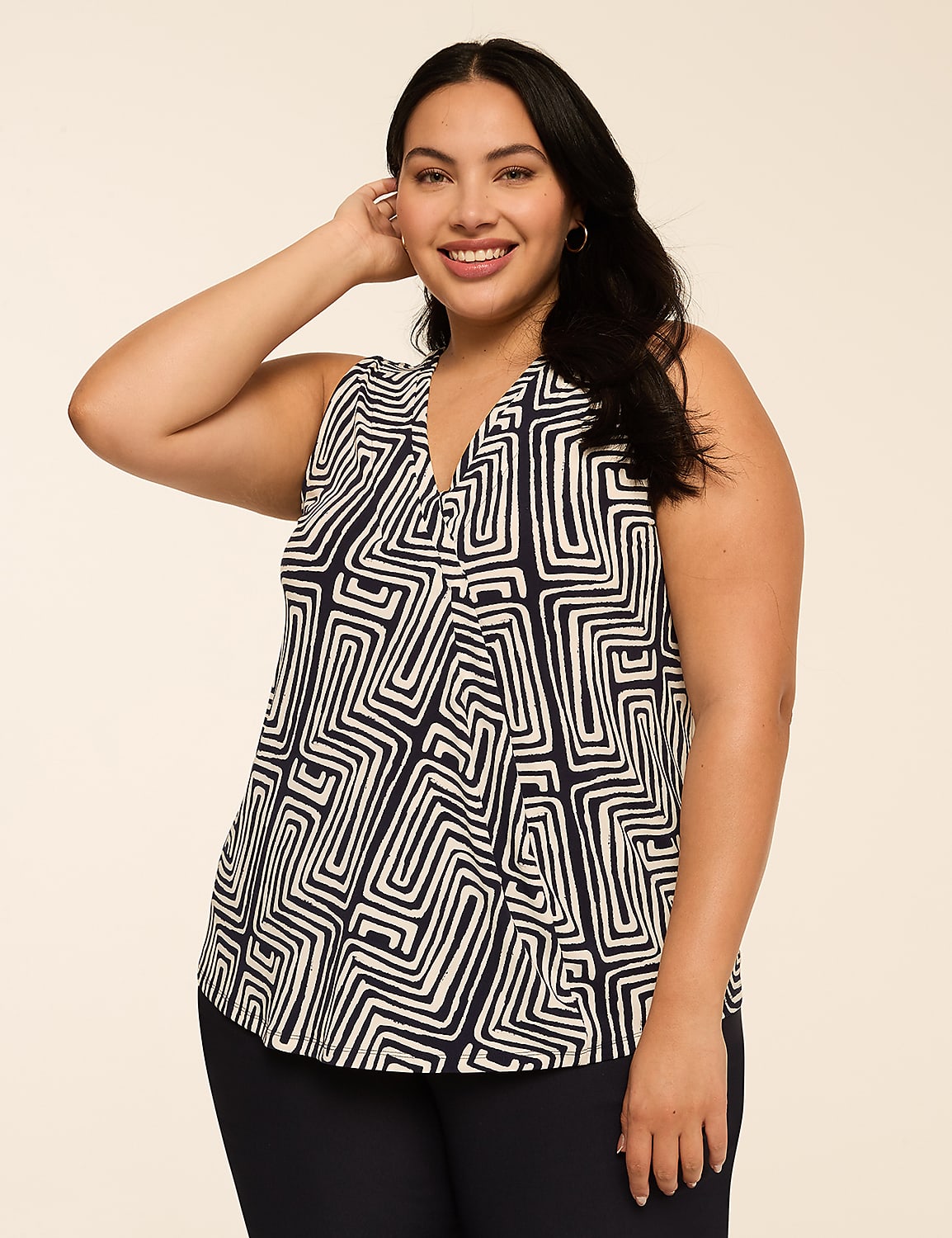 Swing Sleeveless Pleat-Front Top Product Image 1