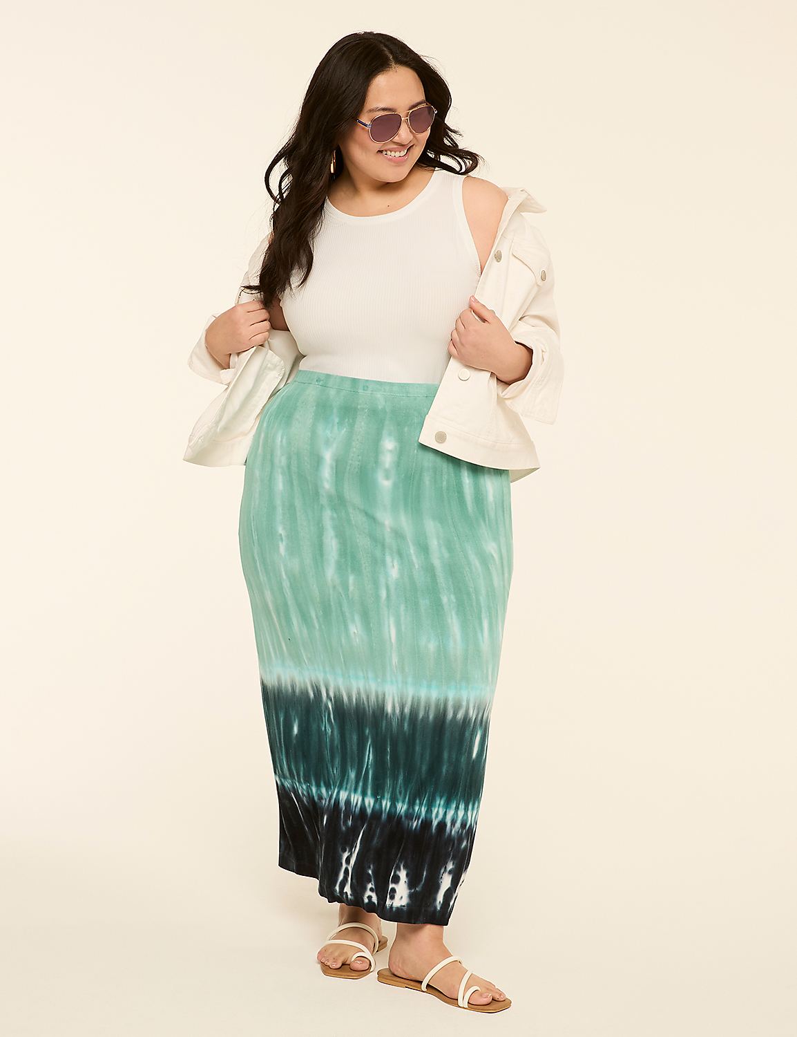 Pull-On Tie-Dye Midi Skirt Product Image 5