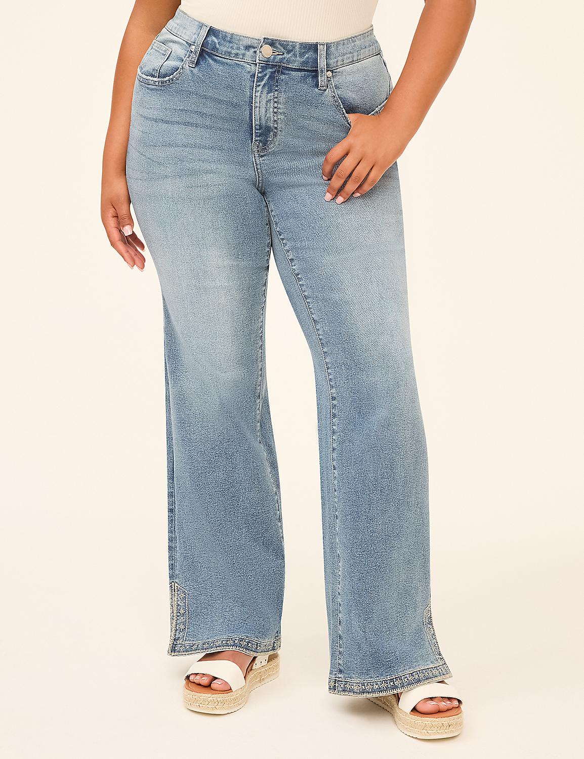 Genius Embroidered Split-Hem Bootcut Jean Product Image 1