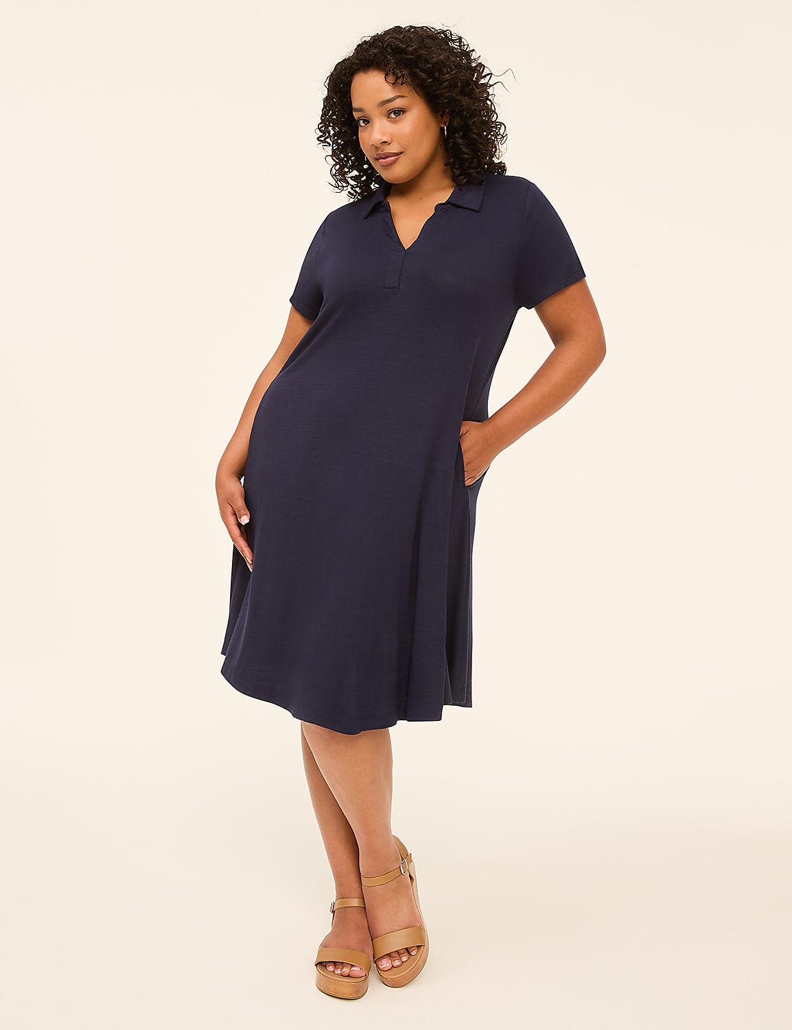 Swing Collared Short Dress Product Image 1