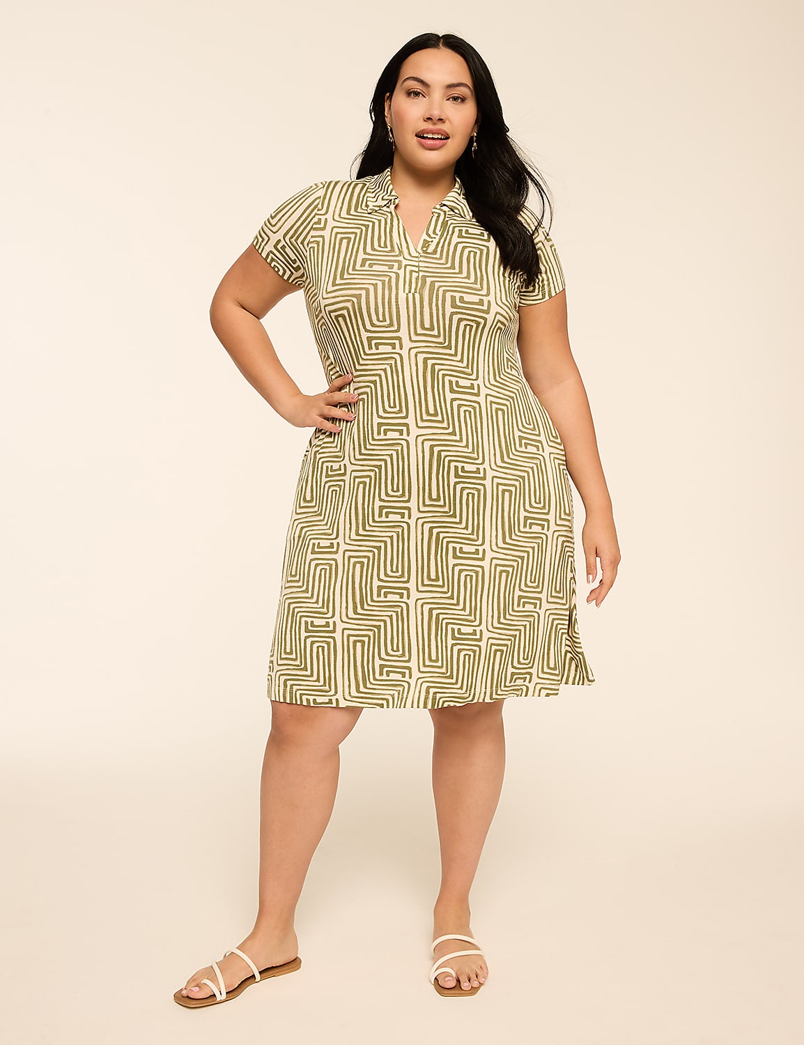 Swing Collared Short Dress Product Image 1