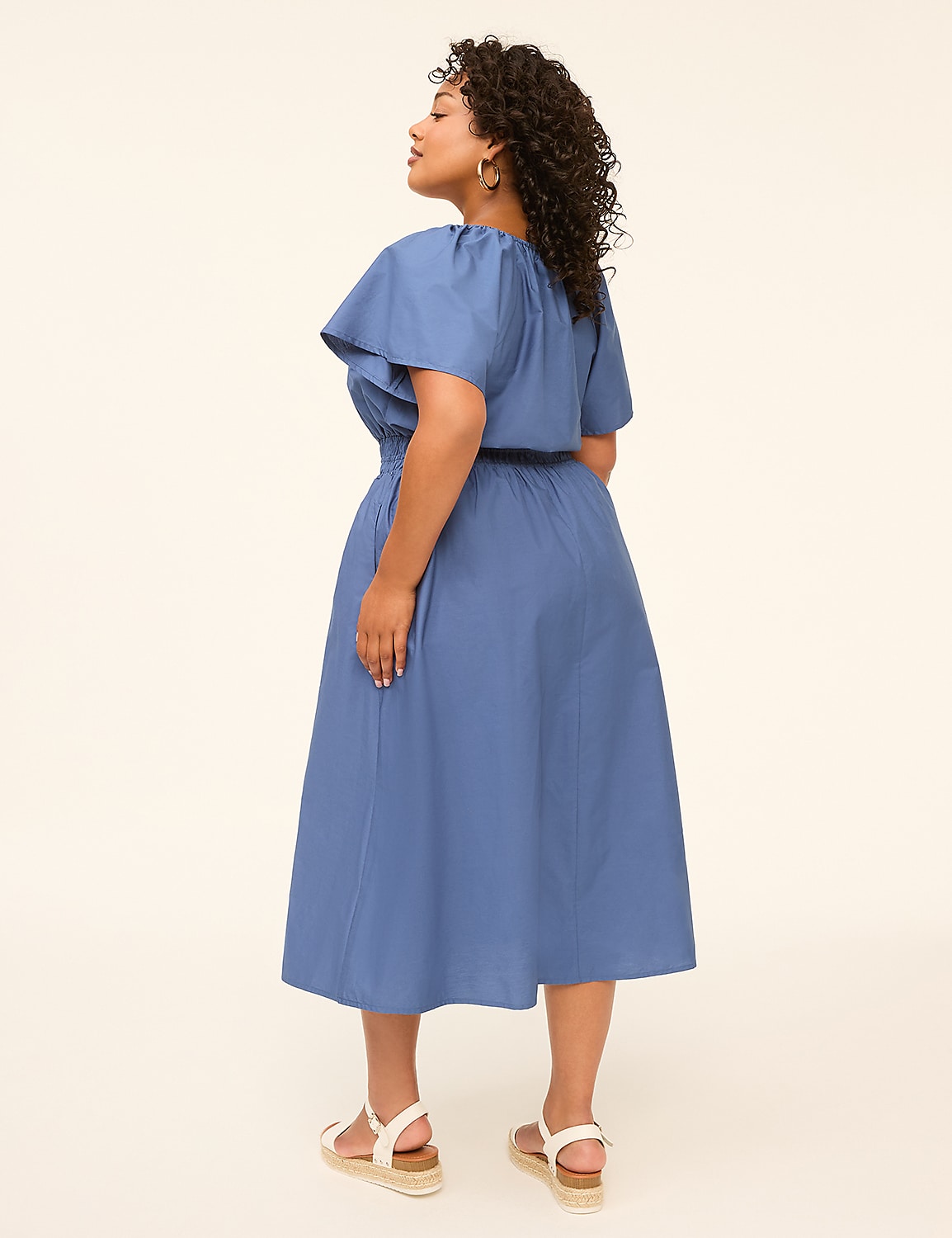 Smocked-Waist Poplin Midi Dress Product Image 2