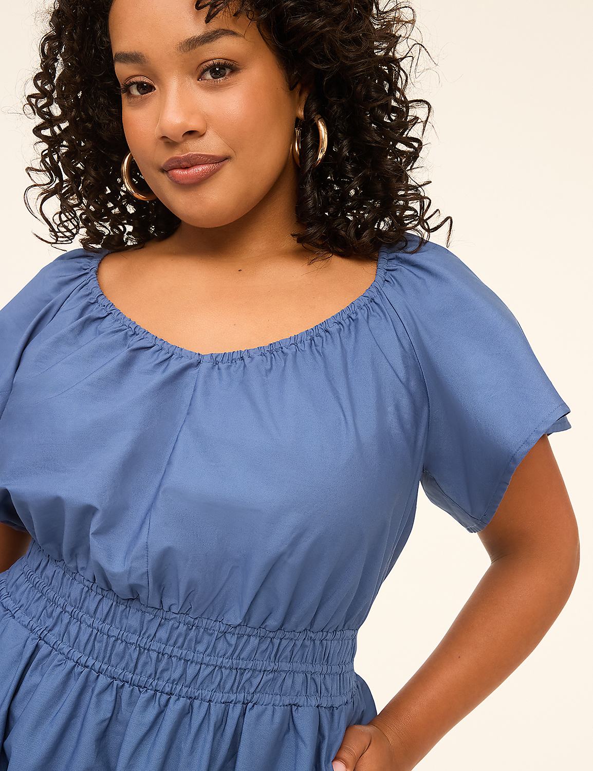 smocked poplin midi dress Poplin Smocked Midi Dress