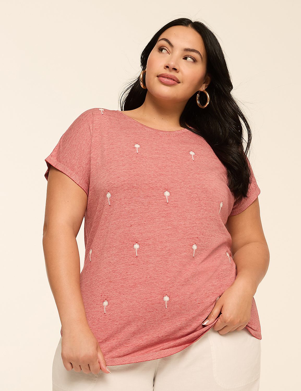 Embroidered Palm Trees Graphic Tee Product Image 1