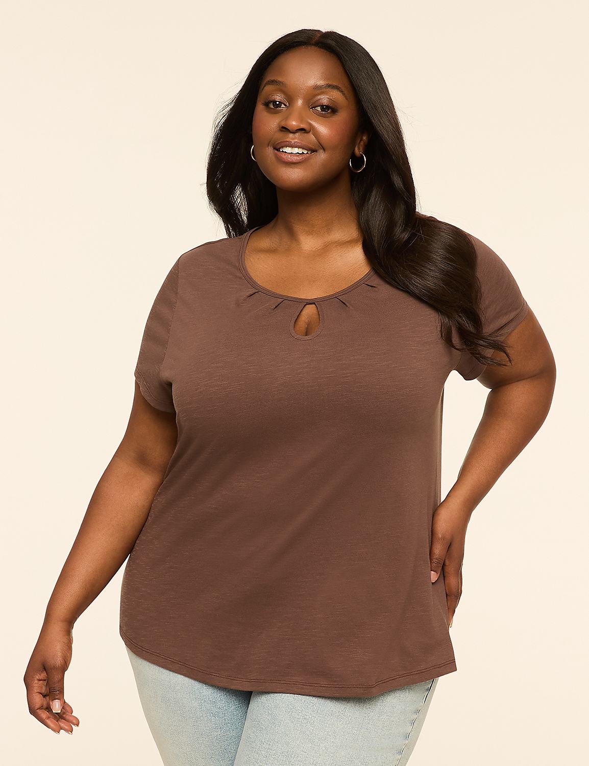 Scoop-Neck Keyhole Top Product Image 1