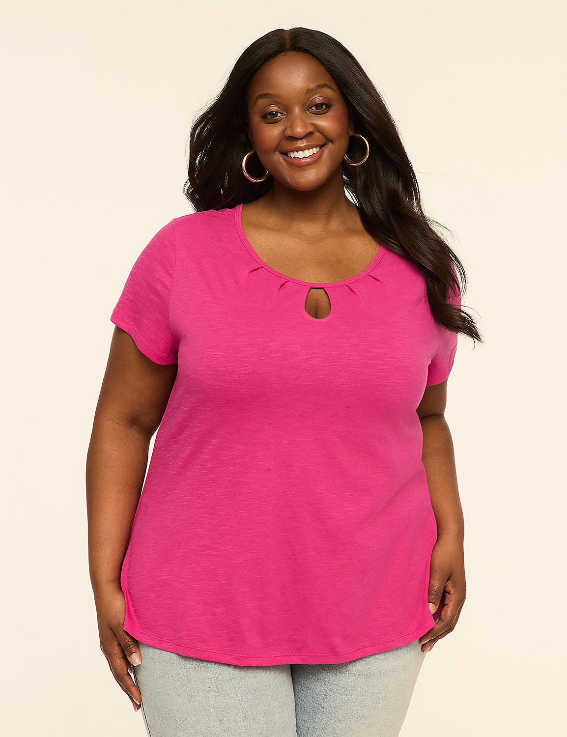 Scoop-Neck Keyhole Top Product Image 1
