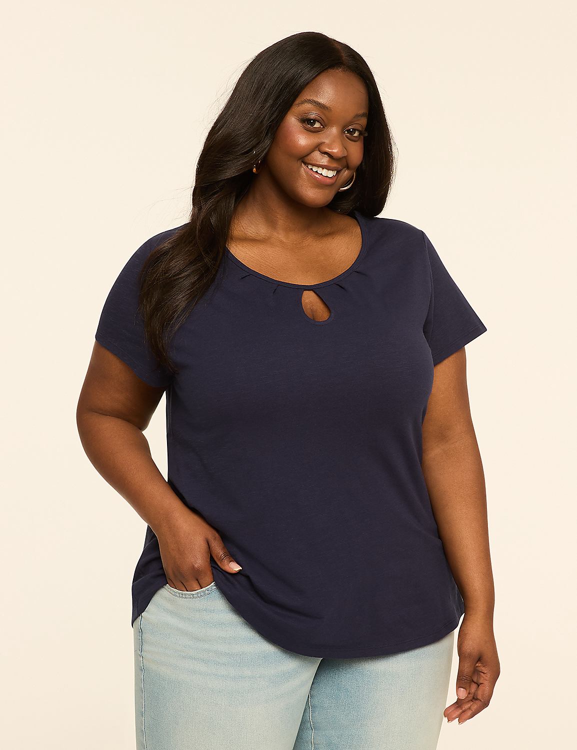 Scoop-Neck Keyhole Top Product Image 1