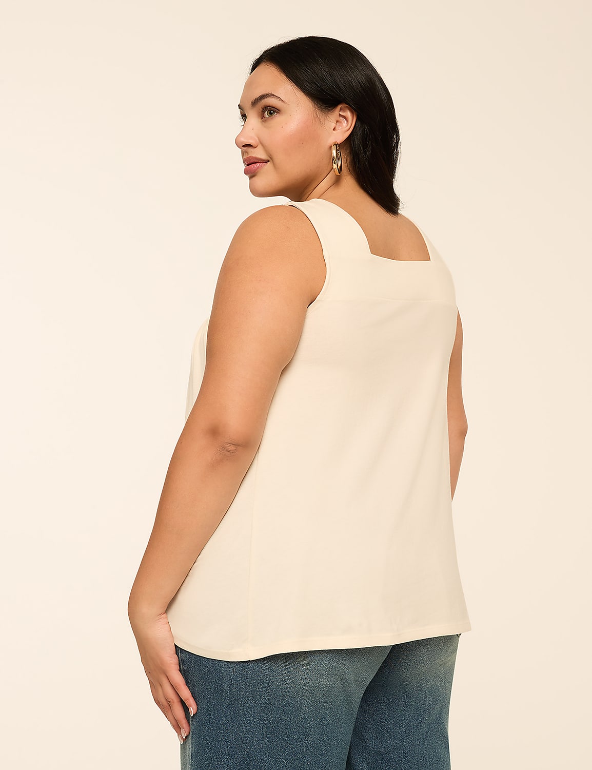 Square-Neck Crochet-Trim Tank Product Image 2