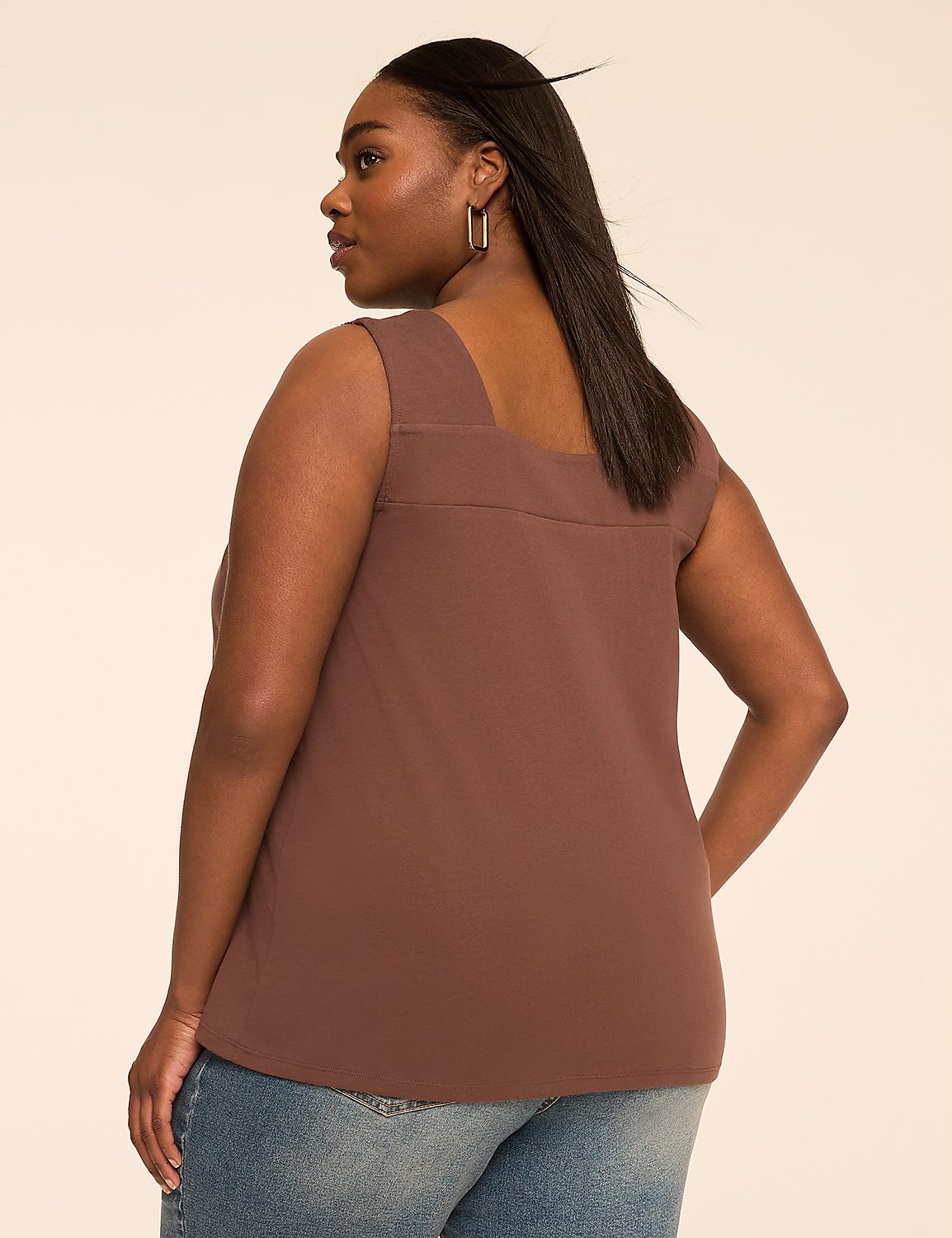 Square-Neck Crochet-Trim Tank Product Image 2