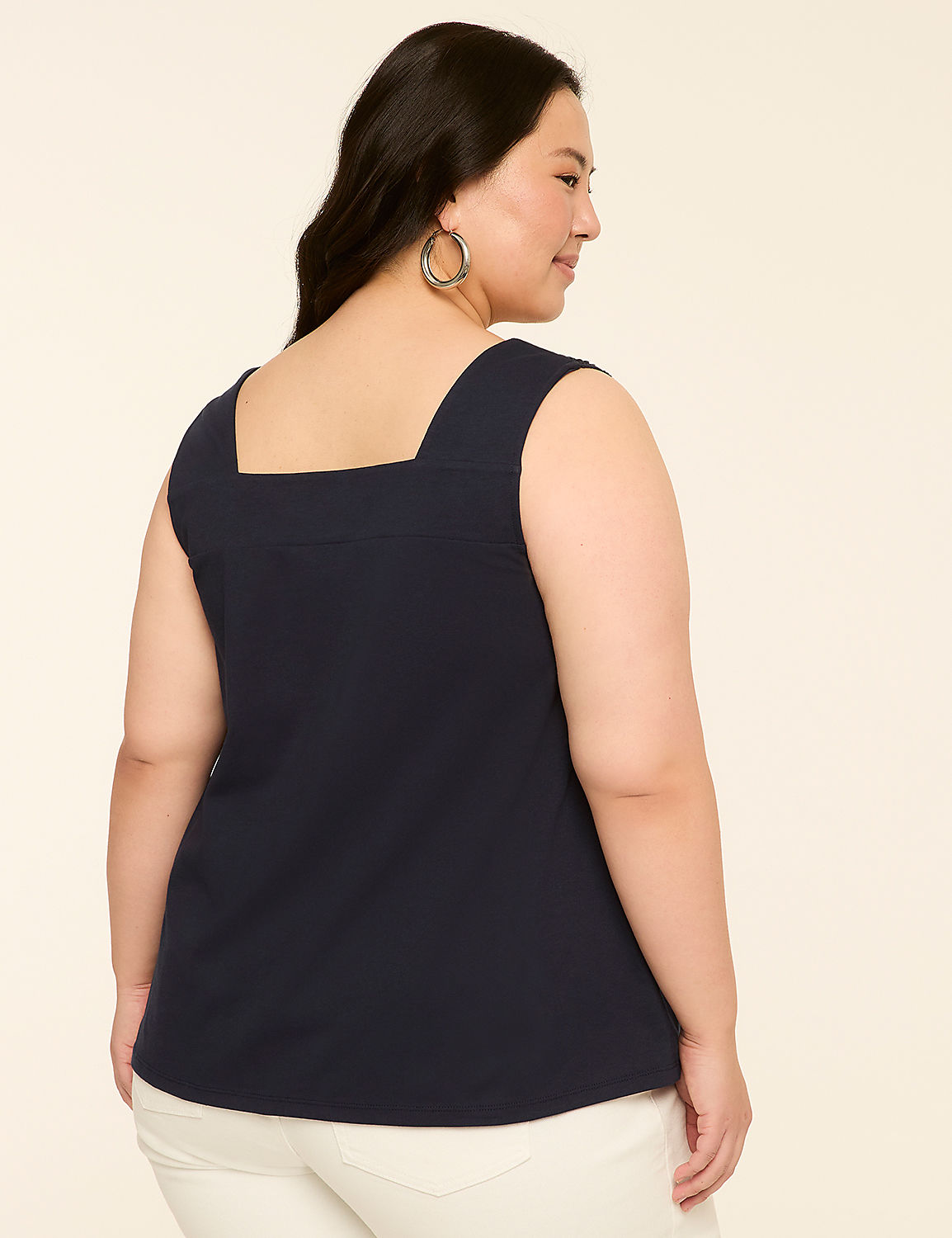 Square-Neck Crochet-Trim Tank Product Image 2