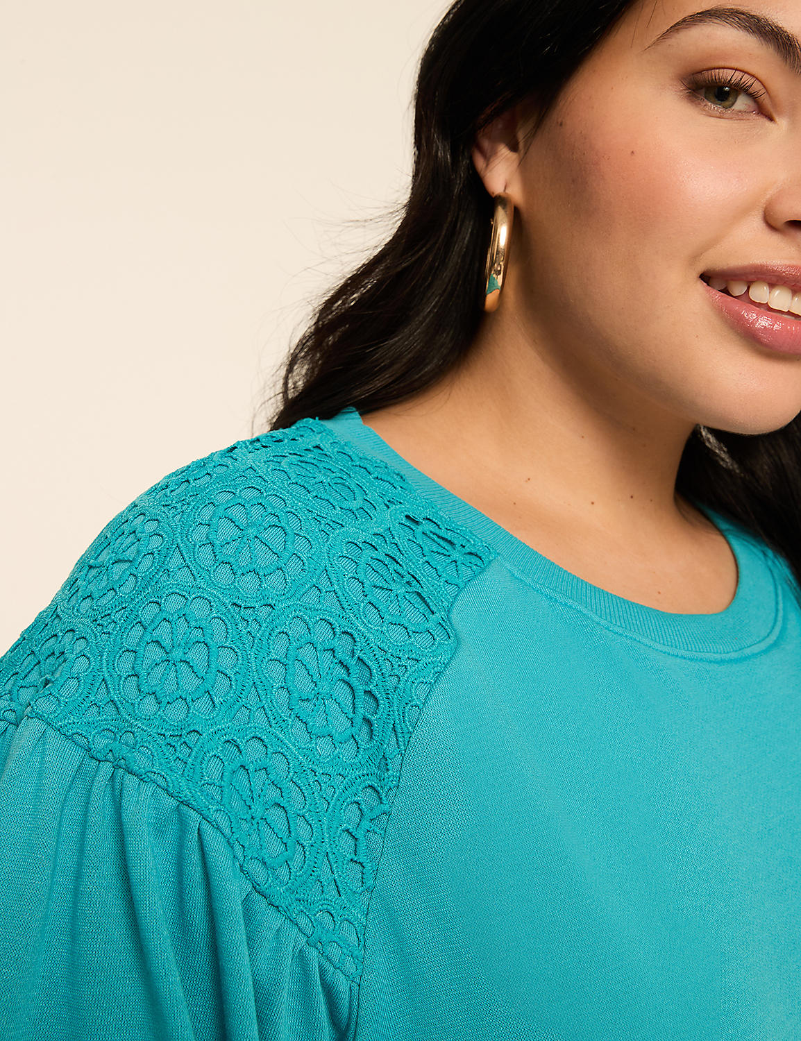 French Terry Crochet-Detail Sweatshirt Product Image 4