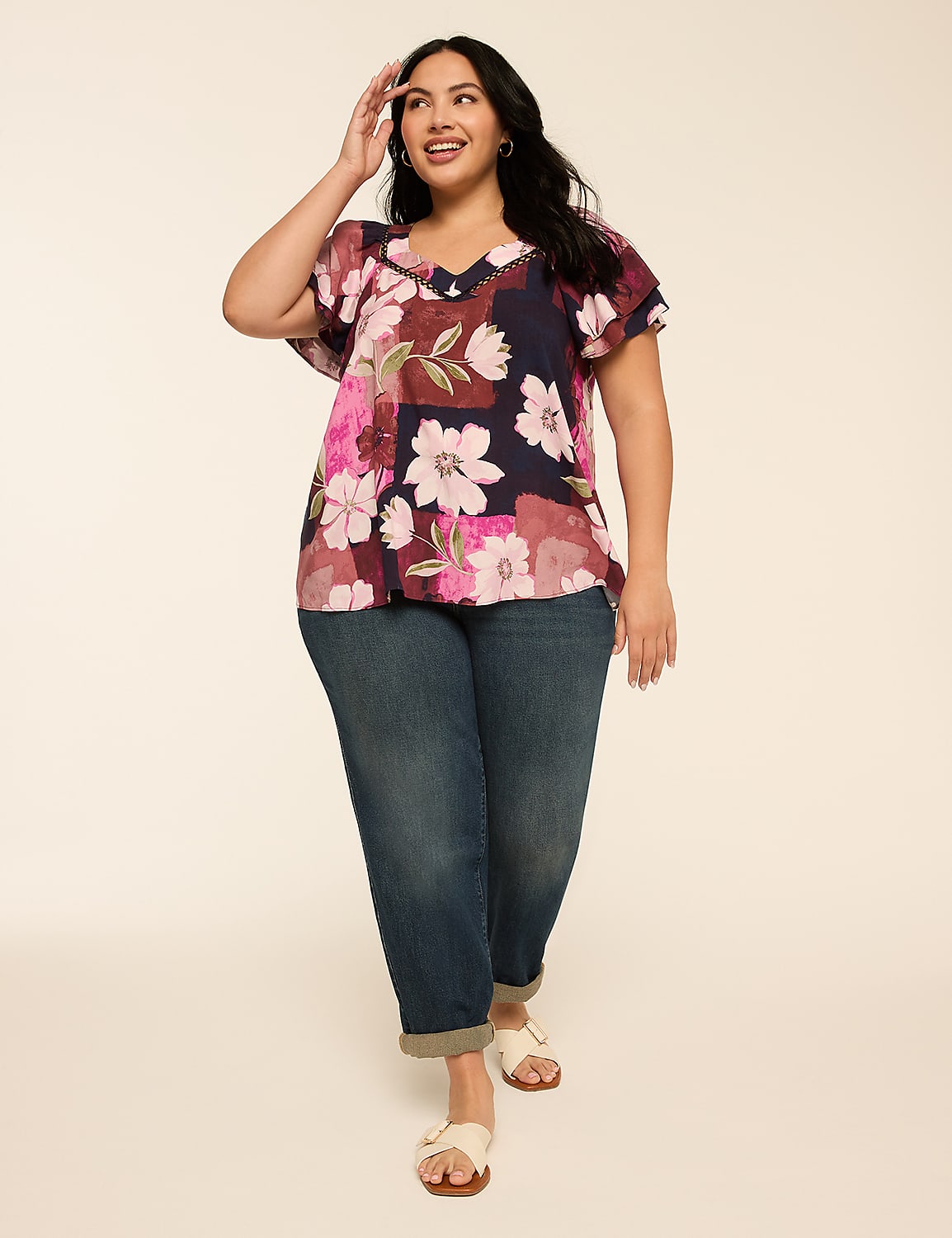 Swing Double Flutter-Sleeve Top Product Image 3