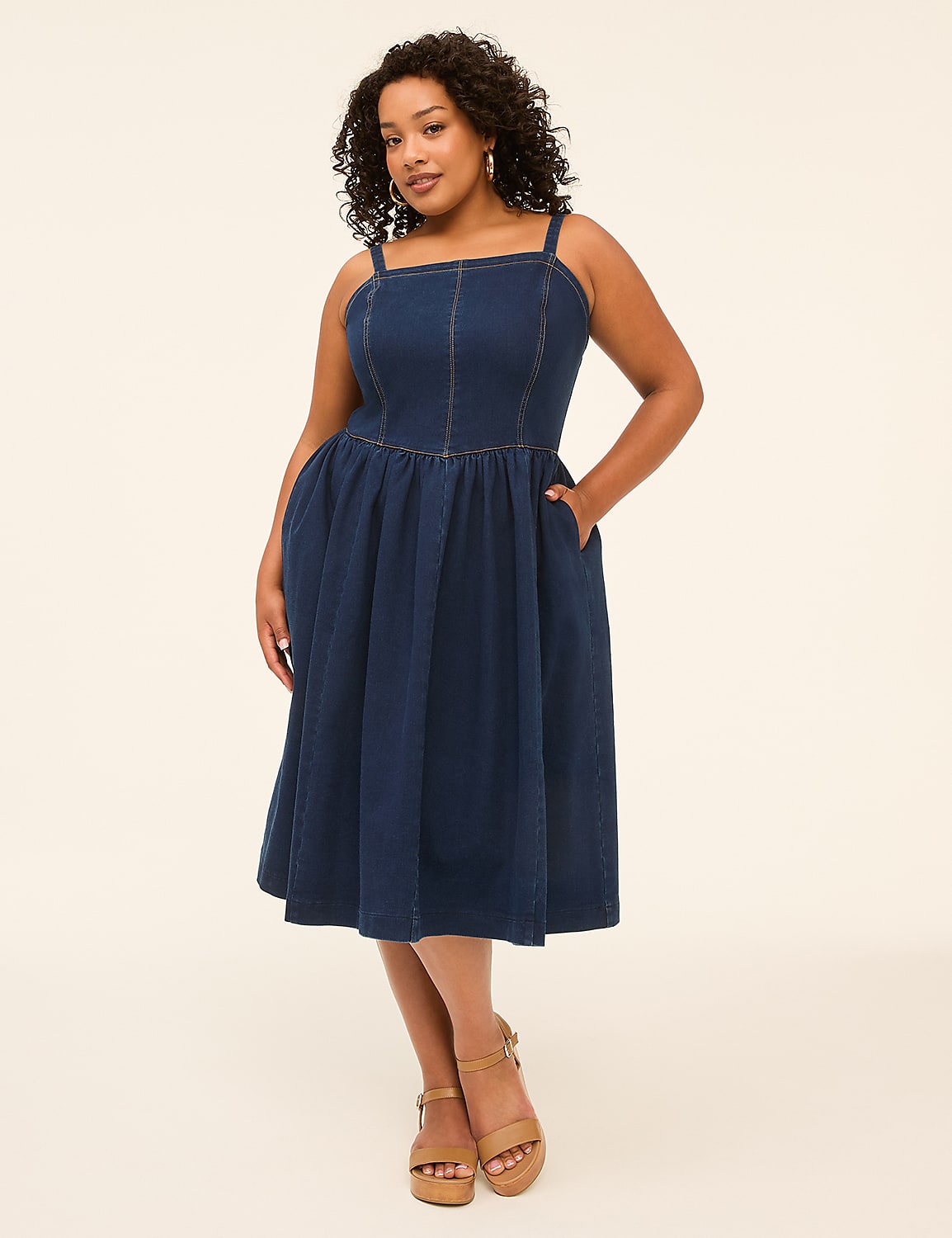 Knit Denim Midi Dress Product Image 1