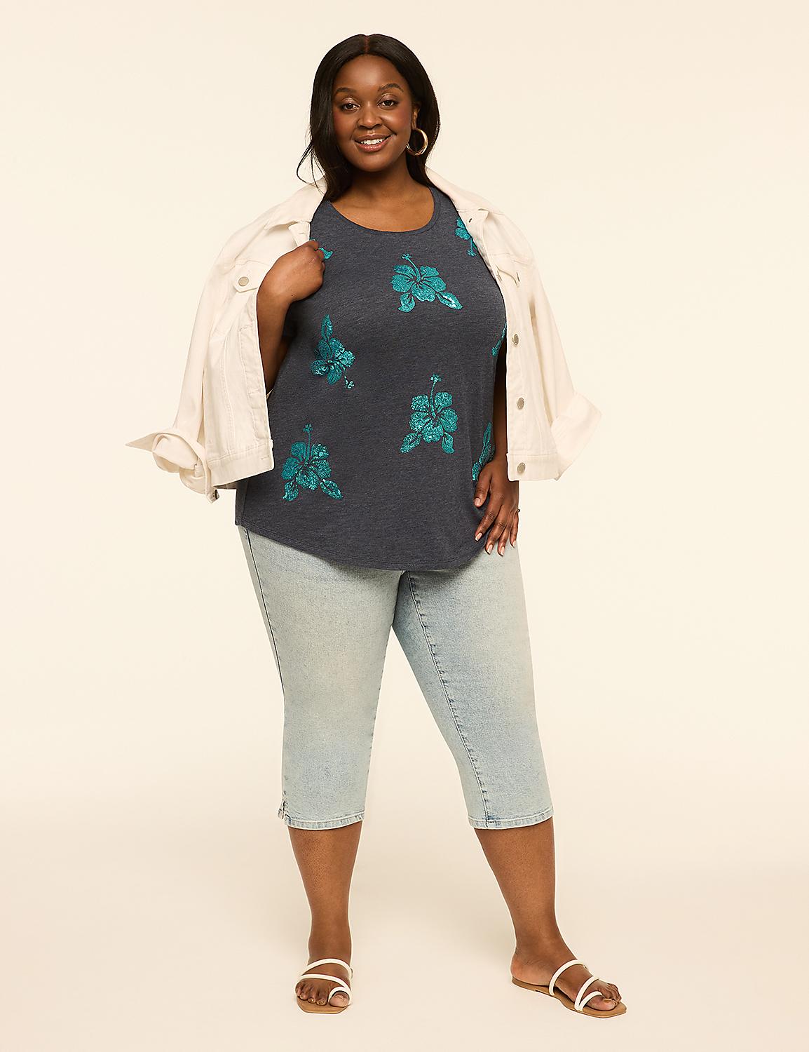 Sequin Tropical Flowers Graphic Tee Product Image 3