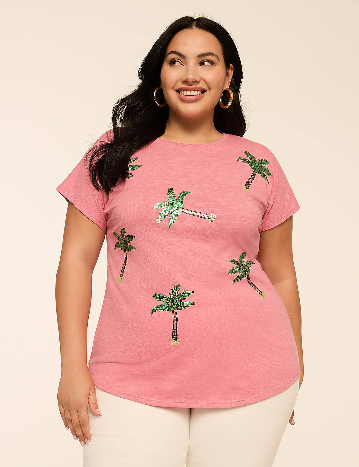 Sequin Palm Trees Graphic Tee Product Image 1