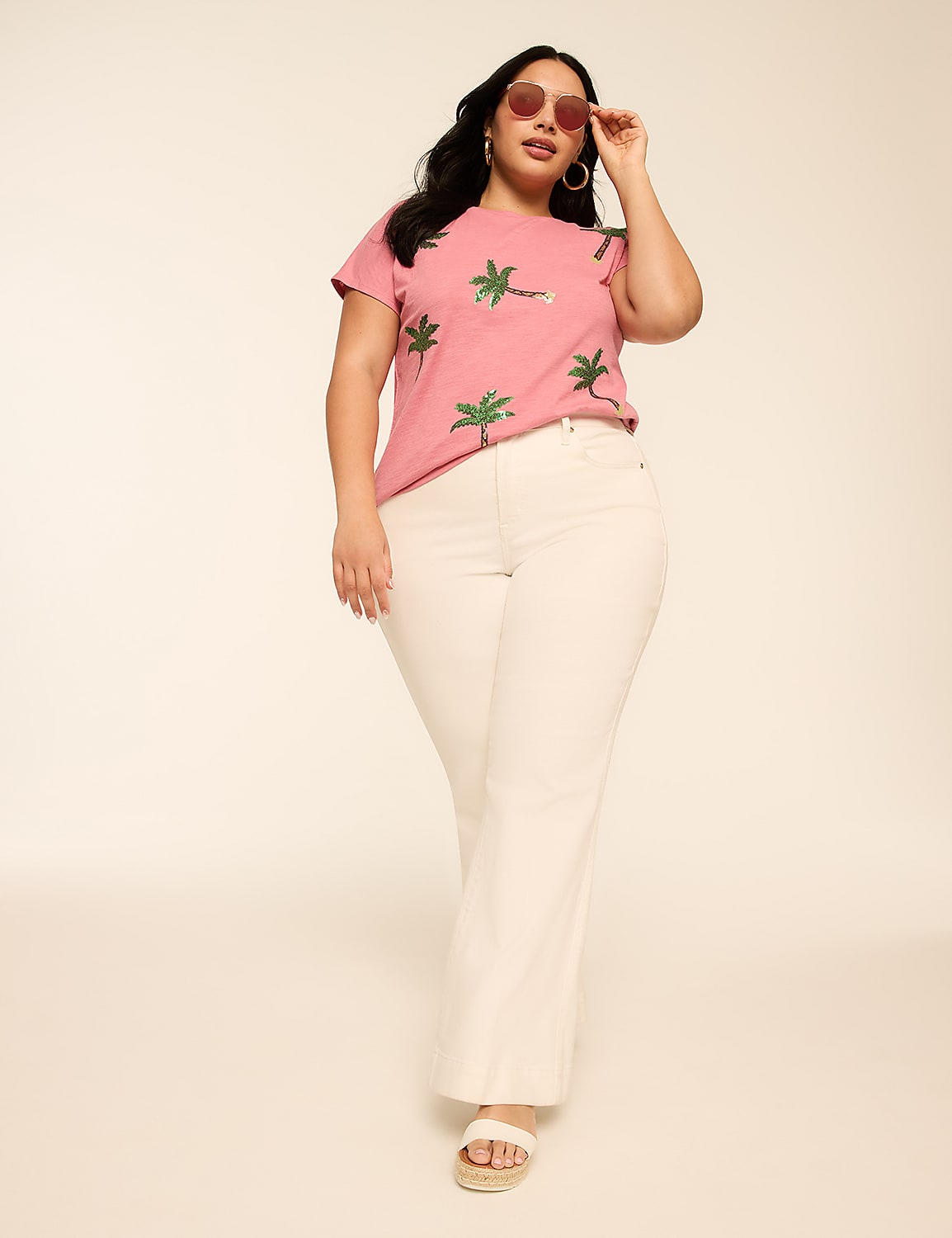 Sequin Palm Trees Graphic Tee Product Image 3