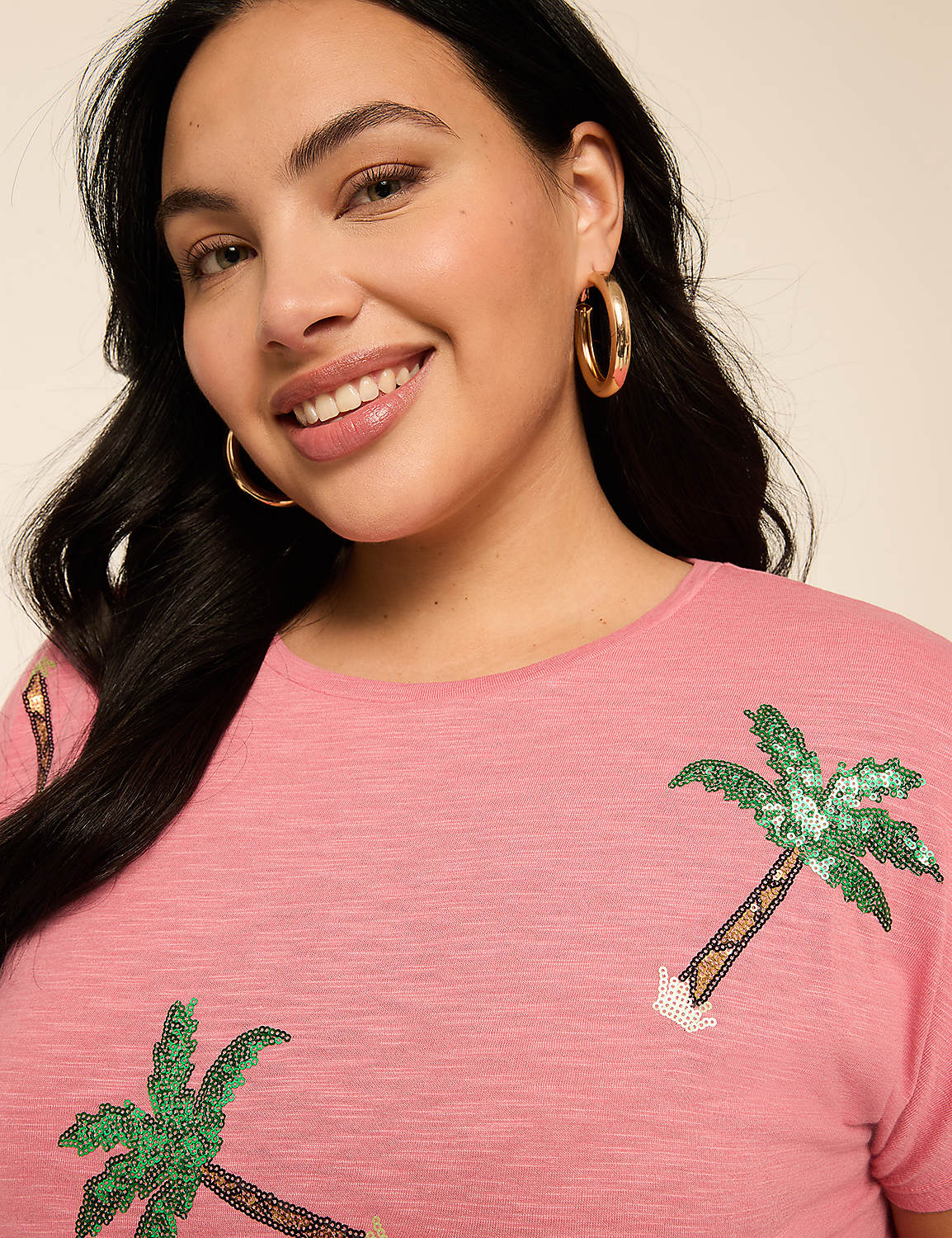 Sequin Palm Trees Graphic Tee Product Image 4